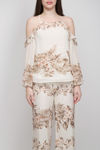 Top - Blanc, beige et rose
