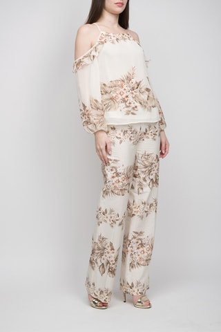 Top - Blanc, beige et rose