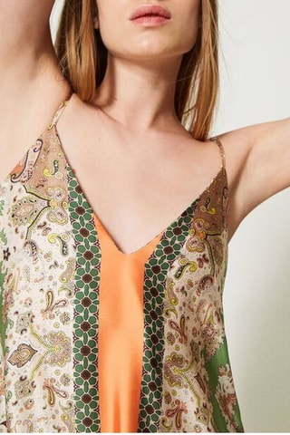 Robe longue - Beige, orange et vert