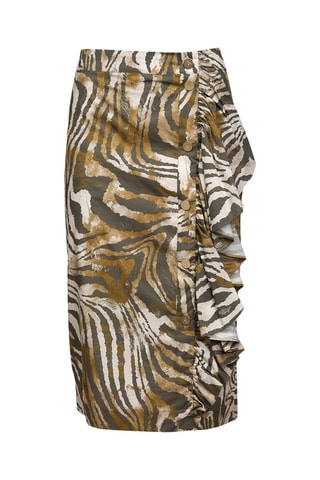 Jupe midi - Blanc, marron et gris