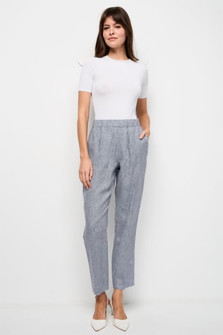 Pantalon droit en lin Noir et écru
