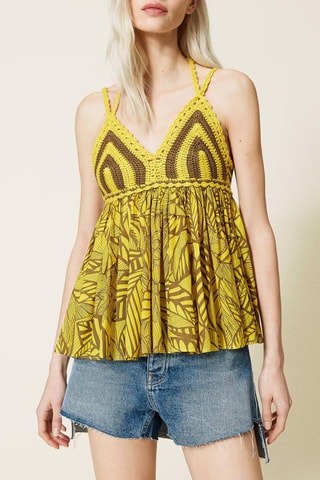 Top bi-matière Jaune