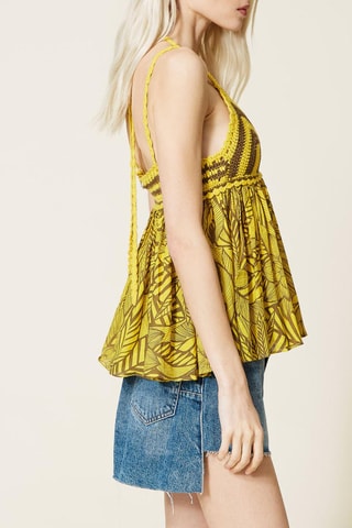 Top bi-matière Jaune