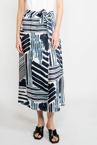 Jupe portefeuille taille haute Bleu marine et blanc