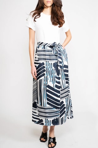 Jupe portefeuille taille haute Bleu marine et blanc