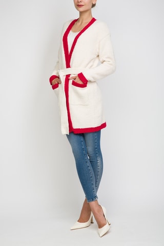 Gilet long - Ecru et rouge