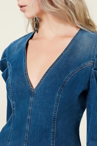 Robe patineuse en jean - Bleu