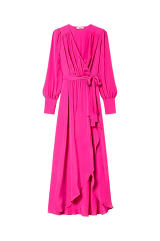 Robe portefeuille en soie - Fuchsia