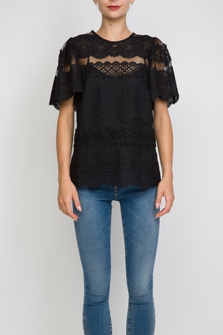 Blouse bi-matière - Noir