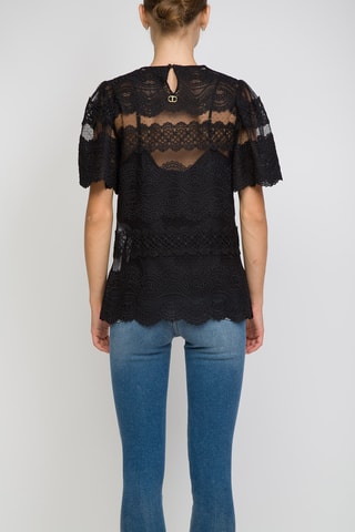 Blouse bi-matière - Noir