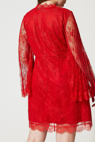 Robe trapèze en dentelle - Rouge