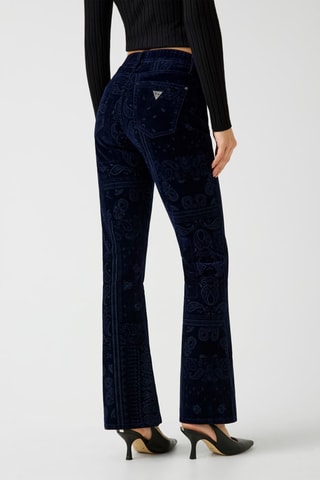 Pantalon flare en velours - Bleu foncé