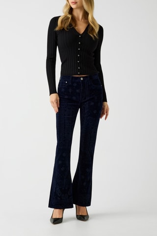 Pantalon flare en velours - Bleu foncé