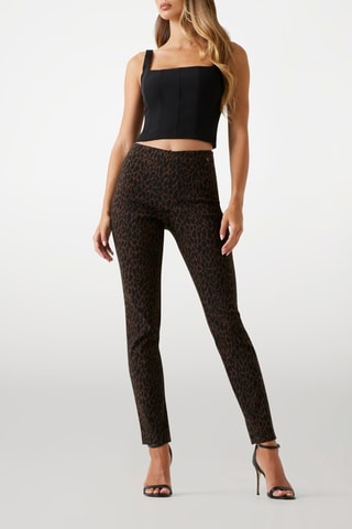 Pantalon taille haute - Marron