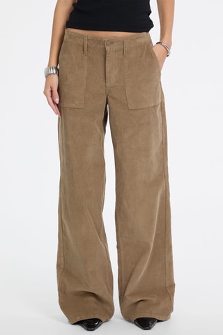 Pantalon wide legs en velours - Beige