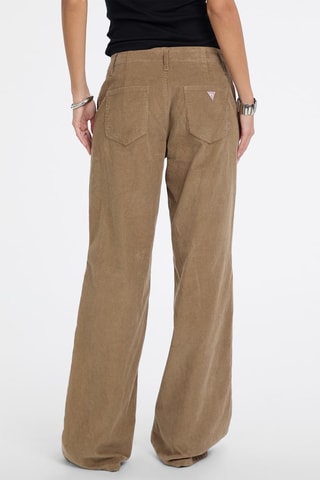Pantalon wide legs en velours - Beige