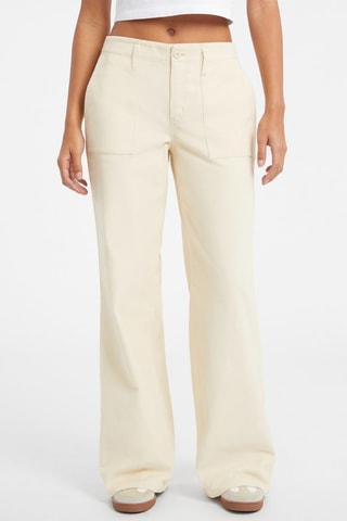 Pantalon wide legs en velours - Ecru