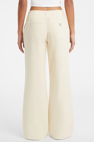 Pantalon wide legs en velours - Ecru