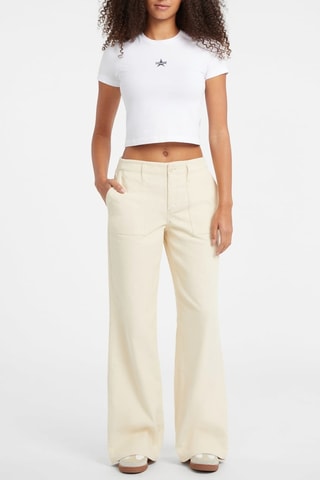Pantalon wide legs en velours - Ecru