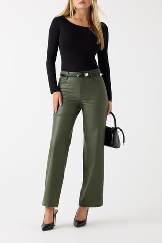Pantalon straight taille haute - Vert foncé