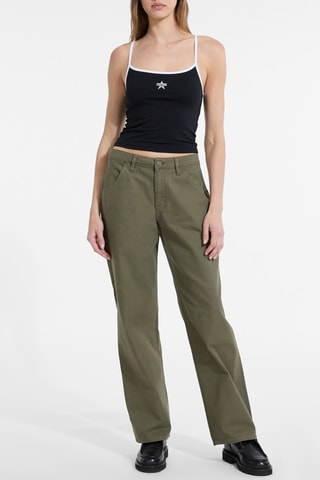 Pantalon taille haute - Vert olive