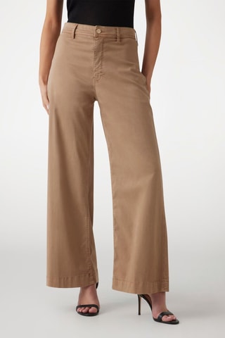 Jean wide legs taille haute - Marron