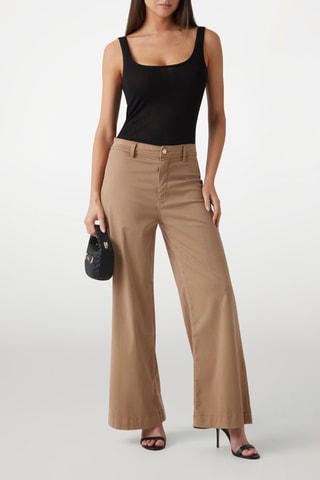 Jean wide legs taille haute - Marron