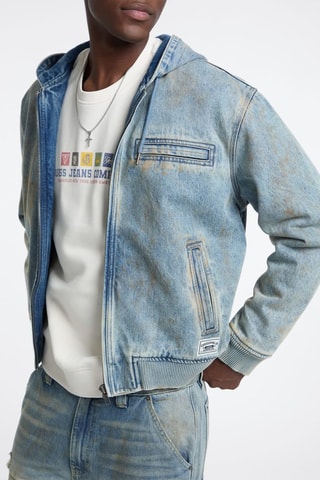 Veste en jean à capuche - Bleu