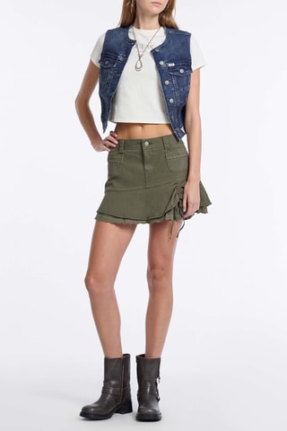 Veste courte en jean sans manches - Bleu marine