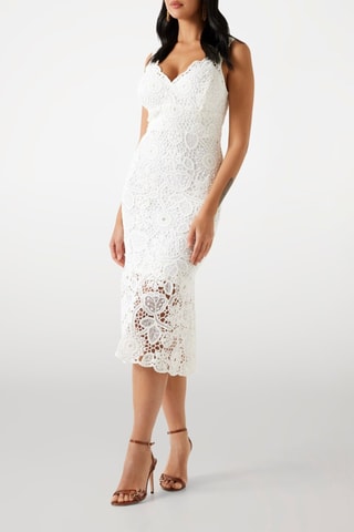 Robe midi en cochet - Blanc