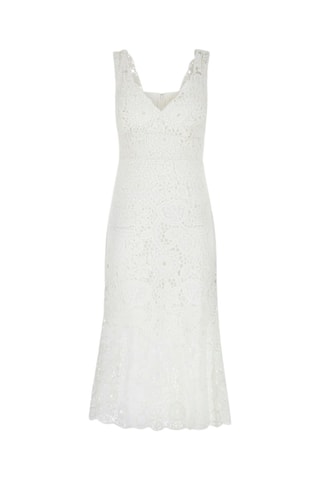 Robe midi en cochet - Blanc