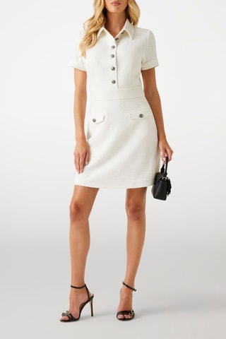 Robe droite en tweed - Ecru