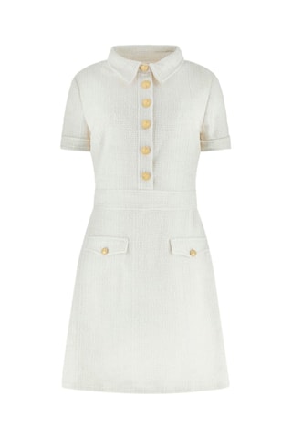Robe droite en tweed - Ecru