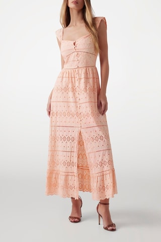 Robe longue en broderie anglaise - Orange