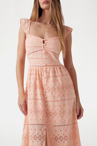 Robe longue en broderie anglaise - Orange