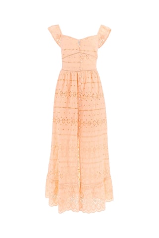 Robe longue en broderie anglaise - Orange