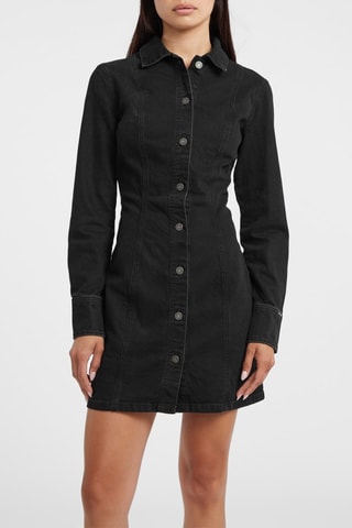 Robe chemise en jean - Noir