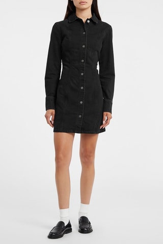 Robe chemise en jean - Noir