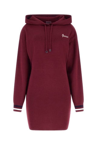 Robe pull à capuche en laine - Bordeaux