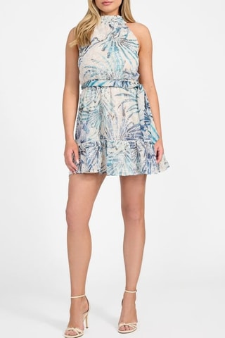Robe patineuse Danile - Beige et turquoise