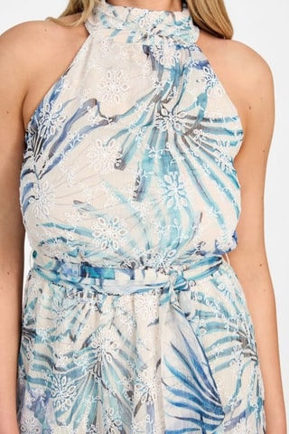Robe patineuse Danile - Beige et turquoise
