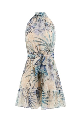 Robe patineuse Danile - Beige et turquoise