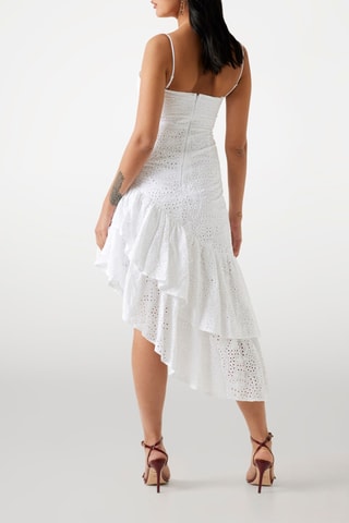 Robe midi en broderie anglaise - Blanc