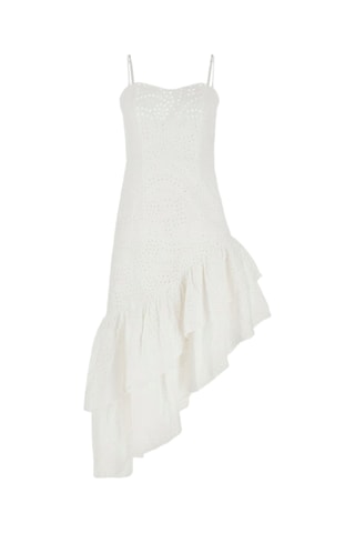 Robe midi en broderie anglaise - Blanc