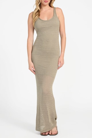 Robe longue en crochet - Kaki