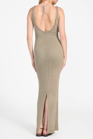 Robe longue en crochet - Kaki