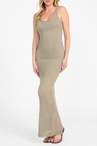 Robe longue en crochet - Kaki
