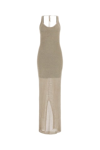 Robe longue en crochet - Kaki