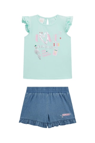 T-shirt et short en jean - Vert clair