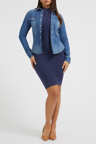 Chemisier slim en jean - Bleu